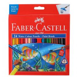 FABER-CASTELL 24 WATER COLOUR PENCILS + PAINT BRUSH